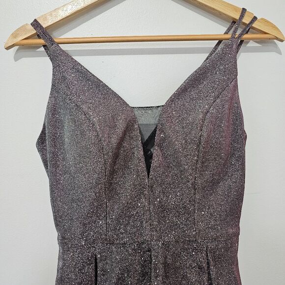 Crystal Doll - Dress Glitter Formal Prom Layered Maxi - Size 5 -Pink Multichrome - Picture 4 of 10